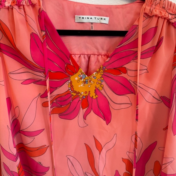 Trina Turk Watson Floral Print Tassel-tie Top In Multi - Picture 3 of 9